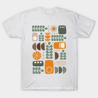 Retro Mid Century Modern in Green, Orange and Brown T-Shirt